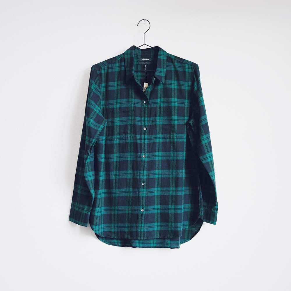 Madewell Ex Boyfriend Dark Plaid Classic Shirt - Picture 2 of 7